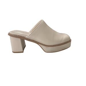 Oak + Fort Womens Size 6 Ivory 2-1/2" Platform Slip On Leather Clogs Mules